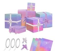 Lot de 8 rouleaux de papier cadeau d'anniversaire pour fille avec ruban adhésif double face et ruban d'emballage Barbie pour fête