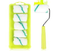 Lot de 8 rouleaux de peinture avec bac à peinture - Kit de peinture pour mur - Avec 6 housses en polyester non-tissé à rayures vertes (8 pièces)