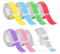 Lot de 8 rouleaux de ruban d'étiquettes thermique autocollantes, 12 x 40 mm, en papier thermique, imperméables et résistants à l'huile, pour étiqueteuses P15, P12, P11, D30, HP1 (8 couleurs)
