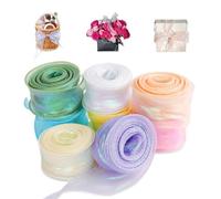 Lot de 8 rouleaux de ruban en organza - 4 cm x 9 m - Ruban en mousseline de soie transparent scintillant - Ruban décoratif pour travaux manuels, nœuds, mariage