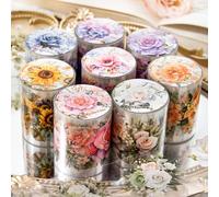 Lot de 8 rouleaux de ruban Washi Tape - Motif fleurs PET - Wide Washi Tapes - 50 mm x 2 m - Transparent - Ruban adhésif décoratif pour scrapbooking - Pour journaling, autocollants décoratifs