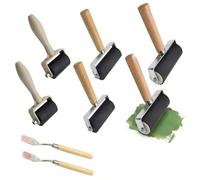 Lot de 8 rouleaux en caoutchouc pour travaux manuels, travaux manuels avec 3 tailles rouleau caoutchouc pour la gravure et l'applicateur d'encre artistique, noir