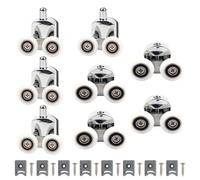 Lot de 8 roulettes de porte de douche : 23 mm en alliage d'aluminium galvanisé Roulettes à double ressort Roulettes pour porte coulissante, robustes doubles cabines de douche Roulement pour portes
