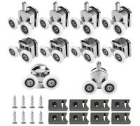 Lot de 8 roulettes de porte de douche incurvées en alliage de zinc 23 mm avec bloc anti-collision et vis de rechange pour portes incurvées de salle de bain