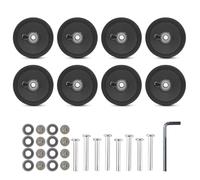Lot de 8 roulettes de rechange silencieuses en caoutchouc pour valises 55 mm Noir