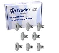 Lot de 8 roulettes pour panier de lave-vaisselle Zanussi ZDI6053X ZDI6142N ZDI6142X ZDI6500X ZDI6556N ZDI6556W ZDI6556X ZDI6744 ZDI6896QA ZDI6896QX ZDI6896SX