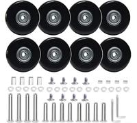 Lot de 8 roulettes silencieuses de rechange pour réparation de valises, chariots - Design silencieux en polyuréthane avec outils - Kit résistant à l'usure pour l'entretien du matériel de voyage (60 x