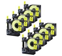 Lot de 8 ruban compatibles Dymo D1 45018 Noir sur Jaune 12 mm | 7 m S0720580 Ruban d'étiquettes compatible avec Dymo Label Manager 160 210D 260P 280 360D 420P Label Point Label Writer