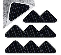 Lot de 8 rubans adhésifs antidérapants pour tapis en bois dur et carrelage, réutilisables pour coins de tapis, autocollants double face pour garder les coins plats (16, triangle)