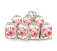 Lot de 8 sachets cadeaux réutilisables en coton et chanvre avec cordon de serrage pour mariage, bricolage, fête (12 x 17 cm)