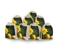 Lot de 8 sachets cadeaux réutilisables en coton et chanvre avec cordon de serrage pour mariage, bricolage, fête (12 x 17 cm)