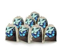 Lot de 8 sachets cadeaux réutilisables en coton et chanvre avec cordon de serrage pour mariage, bricolage, fête (12 x 17 cm)