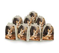 Lot de 8 sachets cadeaux réutilisables en coton et chanvre avec cordon de serrage pour mariage, bricolage, fête (12 x 17 cm)