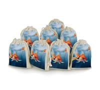 Lot de 8 sachets cadeaux réutilisables en coton et chanvre avec cordon de serrage pour mariage, bricolage, fête (12 x 17 cm)