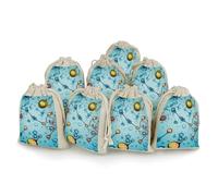 Lot de 8 sachets cadeaux réutilisables en coton et chanvre avec cordon de serrage pour mariage, bricolage, fête (12 x 17 cm)