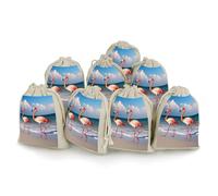Lot de 8 sachets cadeaux réutilisables en coton et chanvre avec cordon de serrage pour mariage, bricolage, fête (12 x 17 cm)