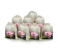 Lot de 8 sachets cadeaux réutilisables en coton et chanvre avec cordon de serrage pour mariage, bricolage, fête (12 x 17 cm)