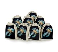 Lot de 8 sachets cadeaux réutilisables en coton et chanvre avec cordon de serrage pour mariage, bricolage, fête (12 x 17 cm)