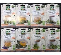 Lot de 8 sachets de graines Bio, infusion, tisane, plantes aromatiques