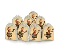 Lot de 8 sachets vides en coton avec cordon de serrage, motif cornemuse écossaise, 17 x 12 cm, pour cadeaux, épices, thé, bijoux, mariage