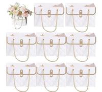Lot de 8 sacs à bouquets, sacs de fleuriste, sac à main, seau de rangement pour bouquet, boîtes de fleurs pour arrangements floraux, sacs de fleurs en papier avec poignée pour la Saint-Valentin et la