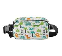 Lot de 8 sacs banane anti-vol avec motif animal de dessin animé amusant pour femme, sac banane imperméable à motif floral pour homme, animal de dessin animé amusant, vert, 20,3 x 13,5 x 5,8 cm, drôle
