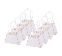 Lot de 8 sacs cadeaux de fleurs pour bouquet, sacs à main portables avec poignées pour fleuriste, Noël, Thanksgiving, anniversaire, mariage, cérémonie, blanc