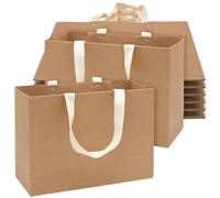 Lot de 8 sacs cadeaux en papier kraft épais marron avec poignées larges - Sacs de courses réutilisables pour fêtes d'anniversaire, cadeaux, plats à emporter au restaurant, magasinage, vente au détail
