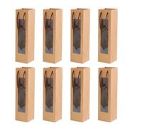 Lot de 8 sacs cadeaux épais pour vin rouge, pas faciles à casser, sacs cadeaux de fête, dîner de famille, emballage de vin ou de bière (kaki)