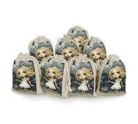 Lot de 8 sacs cadeaux réutilisables en coton et chanvre avec cordon de serrage pour mariage, bricolage, fête (12 x 17 cm)