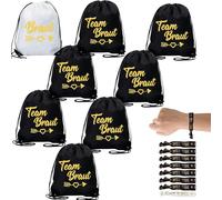 Lot De 8 Sacs De Gym Avec Cordon De Serrage Pour Enterrement De Vie De Jeune Fille - Avec Bracelet Team Bride - Ensemble Sac À Dos De Mariée - Accessoires Jga Pour Fiançailles, Mariage