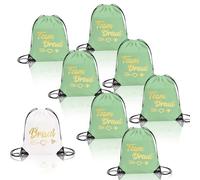 Lot de 8 sacs de gym Team Bride Jga Accessoires pour femme avec cordon de serrage Blanc Sac à dos 7 Vert Sac à dos Jga Femme 34 x 42 cm pour enterrement de vie de jeune fille fête de mariée