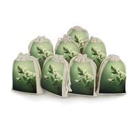 Lot de 8 sacs en coton avec cordon de serrage, motif plantes qui attirent les abeilles, sacs cadeaux réutilisables pour bijoux, fêtes, emballages, cadeaux de Noël, sacs à bonbons, 12 x 17 cm