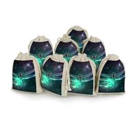 Lot de 8 sacs en mousseline avec cordon de serrage en forme d'animal galaxie - Réutilisables et lavables - Pour herbes, épices, bonbons, savon, bijoux, cadeaux de mariage