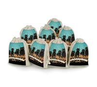 Lot de 8 sacs en mousseline avec cordon de serrage en forme de chats allongés sur le clavier - Réutilisables et lavables - Pour herbes, épices, bonbons, savon, bijoux, cadeaux de mariage