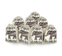 Lot de 8 sacs en mousseline avec cordon de serrage - Motif éléphant bohème - Réutilisables et lavables - Pour herbes, épices, bonbons, savon, bijoux, cadeaux de mariage