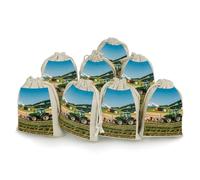 Lot de 8 sacs en toile de jute avec cordon de serrage Motif Tracteur Milk Farm