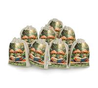 Lot de 8 sacs en toile de jute avec cordon de serrage « The Frog Family Is Reading » - Sacs cadeaux de fête, sacs de mariage, pochettes pour vacances et événements