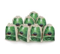 Lot de 8 sacs en toile de jute, temple antique dans la forêt de bambou, petits sacs en toile de jute, petits sacs cadeaux en toile de jute adaptés pour les fêtes et les festivals ainsi que pour les