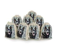 Lot de 8 sacs vides en mousseline avec cordon de serrage en forme de chien de berger allemand noir réutilisables et lavables pour herbes, épices, bonbons, savon, bijoux, cadeaux de mariage