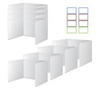 Lot de 8 séparateurs de bureau - Brise-vue - Pliable - Pour bureau d'apprentissage primaire - Portable - 8 étiquettes - Cloison en forme de U - Pour l'école, le bureau, l'école primaire - Blanc