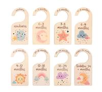 Lot de 8 Séparateurs de Penderie Bébé en Bois - Organisation de Garde-Robe de 0 à 24 Mois - Taille 7,5x16CM - Diviseurs Pratiques pour Vêtements Bébé