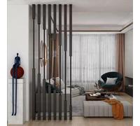 Lot de 8 séparateurs de pièce à lattes métalliques du sol au plafond et colonne décorative - Cloison intérieure pour séparation de bureau et de maison