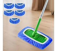 Lot de 8 serpillères de rechange réutilisables pour balai plat et humide avec sols stratifiés en bois dur pour nettoyage en profondeur de la maison (bleu)