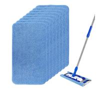 Lot de 8 serpillères en microfibre MR-SIGA - Recharges de nettoyage durables - Utilisation double face - Réutilisables et lavables