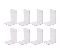 Lot de 8 serre-livres en acrylique transparent en forme de L pour la maison, le bureau, la bibliothèque, 3 mm d'épaisseur pour livres, magazines, fichiers - 12 x 12 x 18,2 cm