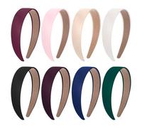 Lot de 8 serre-têtes larges pour femme avec revêtement en satin - Élégant et antidérapant - Pour le quotidien, les fêtes et les occasions spéciales - Élastique et confortable - Design élégant pour