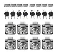 Lot de 8 serrures d'armoire, de porte, de tiroir, de boîte aux lettres, serrures de sécurité pour meubles, serrure de sécurité en acier laminé à froid + alliage, petit cadeau