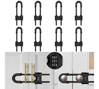 Lot de 8 serrures de placard réutilisables coulissantes de sécurité pour enfants, en forme de U réglable à 3 chiffres avec mot de passe pour armoires de cuisine et armoires, installation sans perçage