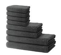 Lot de 8 Serviettes | 2 Serviettes de Bain 70x140cm + 2 Serviettes Essuie-Mains 40x70cm + 4 Serviettes Visage 30x30cm | 100% Coton Premium | Epais 500g/m2 | Doux & Absorbant | Oeko-TEX | Ôhm | Gris